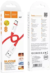 Кабель USB Hoco X87 Magic Silicone 2.4A micro USB Cable Red - миниатюра 4