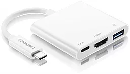 Мультипортовий Type-C хаб Spigen USB-C -> HDMI/USB 3.0/Type-C White (CA030C)