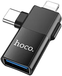 OTG-переходник Hoco UA17 M-F 2-in-1 USB Type-C/Lightning -> USB-A Black