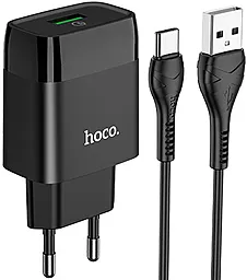 Мережевий зарядний пристрій з швидкою зарядкою Hoco C72Q Glorious 18W 3A + USB-C Cable Black