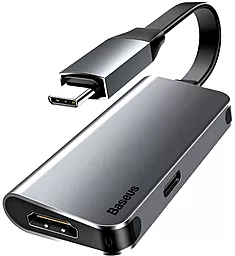 Мультипортовый USB Type-C хаб Baseus Little Box USB-C -> HDMI+Type-C Smart HUB Converter Grey (CAHUB-E0G)