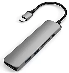Мультипортовый USB Type-C хаб Satechi USB-C -> USB 3.0x2/HDMI/USB-C/Card Reader Space Grey (ST-SCMA2M)