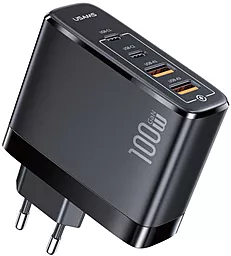 Мережевий зарядний пристрій Usams US-CC145 T44 2USB-A/2USB-C GaN PD&QC3.0 100W 3A Black