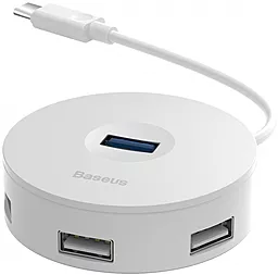 Мультипортовий Type-C хаб Baseus Round Box USB-C -> USB3.0x1 + USB2.0x3 White (CAHUB-G02)