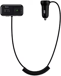 Автомобильное зарядное устройство с FM-модулятором Baseus Wireless MP3 Bluetooth Car Charger T typed S-16 2USB 3.1A + AUX Cable Black (CCTM-E01 / CCMT000201) - миниатюра 2