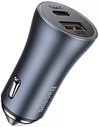 Автомобильное зарядное устройство с быстрой зарядкой Baseus Golden Contactor Pro Dual USB-A/USB-C ports 40w QC 5A + USB-C/Lightning cable black (TZCCJD-B0G) - миниатюра 4