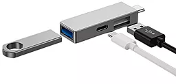 Мультипортовый USB Type-C хаб (концентратор) WIWU T02 Pro USB 2.0 + USB 3.0 + USB-C Silver - миниатюра 4