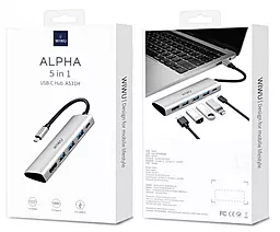 Мультипортовый USB Type-C хаб (концентратор) WIWU Alpha A531H 3xUSB 3.0 + USB-C + HDMI Gray - миниатюра 3