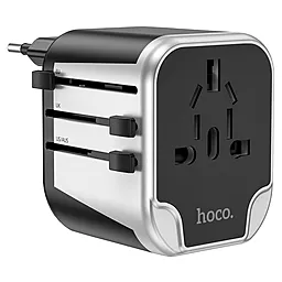 Универсальный Travel-адаптер Hoco AC5 Level with Plug Converter Black - миниатюра 2