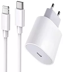 Мережевий зарядний пристрій з швидкою зарядкою Apple 25W USB-C Power Adapter + USB-C to Lightning cable HQ Copy white - мініатюра 2