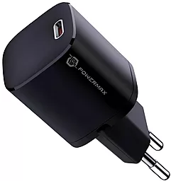 Сетевое зарядное устройство с быстрой зарядкой Powermax PrimeGAN Bravo 33W PD/QC + USB C-C cable black - миниатюра 2