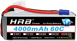Аккумулятор HRB Lipo 4000mAh 22.2V 60C XT60 (HR-4000MAH-6S-60C-XT60)