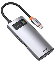 Мультипортовый USB Type-C хаб Baseus Metal Gleam Series 5-in-1 gray (WKWG070113) - миниатюра 4