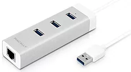 USB Type-C + USB-A хаб Macally 3xUSB 3.0 And Ethernet (RJ-45) White (U3HUBGBA)