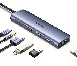 USB Type-C хаб Ugreen CM136 6-in-1 hub gray (80132) - миниатюра 2