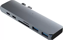 Мультипортовий Type-C хаб Qitech Aluminum USB-C Type-A HDMI 4K MicroSD SD Space Gray