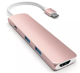 Мультипортовый USB-A хаб Satechi USB-C -> USB 3.0х2/HDMI/USB-C Rose Gold (ST-CMAR)