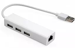 Концентратор (USB хаб) Vinga 3xUSB2.0 + RJ45 100Mbps (VCP2H3USB2LANWH) - мініатюра 2