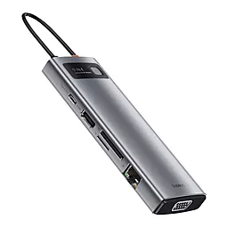 Мультипортовый USB Type-C хаб (концентратор) Baseus Metal Gleam Series 9-in-1 Type-C Gray (CAHUB-CU0G) - миниатюра 3