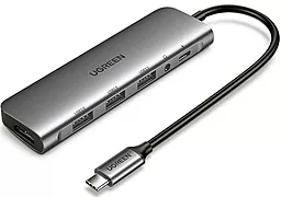 USB Type-C хаб Ugreen CM136 6-in-1 hub gray (80132)
