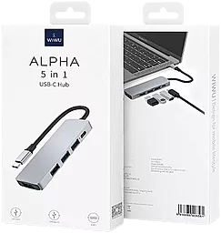 Мультипортовый USB Type-C хаб WIWU Alpha 541BC 5-in-1 grey - миниатюра 4
