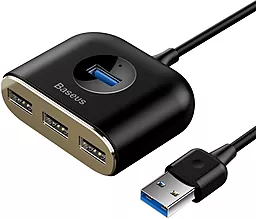 USB-A хаб Baseus Square Round 4 in 1 Adapter Type-C to USB3.0x1+USB2.0x3 0.17M Black (CAHUB-BY01)