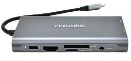 USB Type-C хаб VEGGIEG 10-in-1 grey (TC10-U) - миниатюра 2