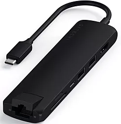 Мультипортовый USB Type-C хаб Satechi Aluminum USB-C Slim Multi-Port with Ethernet Adapter Black (ST-UCSMA3K)