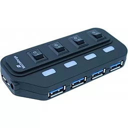 USB-A хаб MediaRange USB 3.0 hub 1:4, БП 5 V, black (MRCS505)