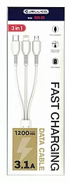 Кабель USB Jellico KDS-33 18w 3a 3-in-1 USB to micro/Lightning/Type-C cable white - миниатюра 2