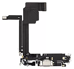 Нижній шлейф Apple iPhone 15 Pro Max з роз'ємом зарядки, з мікрофоном Original - знятий з телефона White Titanium