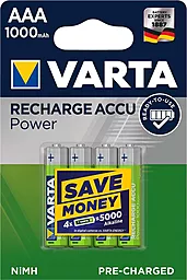 Аккумулятор Varta AAA (R03) Rechargeable Accu Power (1000mAh) Ni-MH 4шт (05703301404)