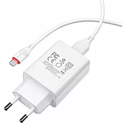 Сетевое зарядное устройство с быстрой зарядкой Borofone BA21A Long Jorney 18w + micro USB cable home charger white - миниатюра 3