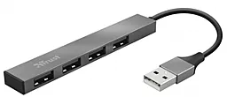USB-A хаб Trust Halyx Aluminium 4-Port Mini USB Hub Gray