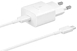 Сетевое зарядное устройство Samsung 15W USB-C + USB C-C Cable White (EP-T1510XWEGRU) - миниатюра 4