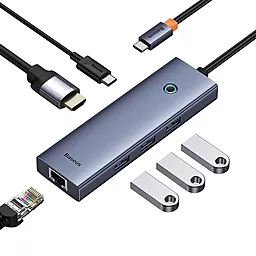 Мультипортовый USB Type-C хаб Baseus 6-in-1 Gray (B00052807813-00) - миниатюра 4