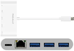 Мультипортовый USB Type-C хаб Macally 3 Ports USB/USB-C with Ethernet White (UC3HUB3GBC)