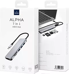 Мультипортовый USB Type-C хаб WIWU Alpha 731 HC 7-in-1 grey - миниатюра 3