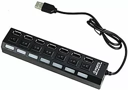 USB-A хаб EasyLife 7USB 2.0 Hub з вимикачами чорний