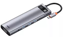 Уценённый USB Type-C хаб Baseus Metal Gleam 11-in-1 Multifunctional Type-C HUB Gray (CAHUB-CT0G) - миниатюра 2