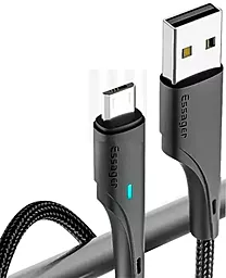 USB Кабель Essager Rousseau 12W 2.4A 2M micro USB Cable Black (EXCM-LSA01) - мініатюра 3