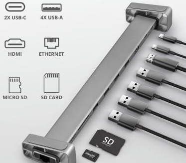Концентратор (USB хаб) Trust Dalyx Aluminium 10 in 1 Multi-port Dock Gray (23417_TRUST) / изоборажение №2