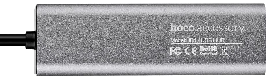 USB хаб (концентратор) Hoco HB1 USB to 4xUSB 2.0 Silver/White / изоборажение №2