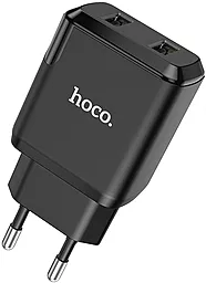 Сетевое зарядное устройство Hoco N7 2.1a 2xUSB-A ports charger + micro USB cable black - миниатюра 4