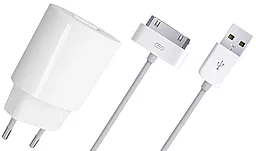 Сетевое зарядное устройство Global MSH-SC-031 1a home charger + USB-30-pin Apple cable white