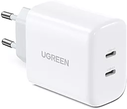 Сетевое зарядное устройство Ugreen CD243 40w PD 2xUSB-C home charger white (10343)