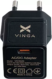 Мережевий зарядний пристрій Vinga 20w PD USB-C fast charger black (VCHG20)