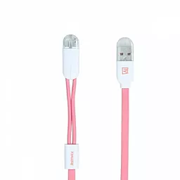 USB Кабель Remax Gemini Combo Twins 2-in-1 USB to Lightning/micro USB cable pink (RC-025)