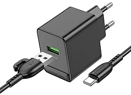 Сетевое зарядное устройство Borofone BAS12A Erudite 18w QC3.0 home charger + USB-C cable black