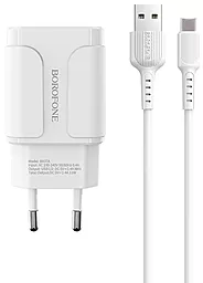 Сетевое зарядное устройство Borofone BA37A Speedy 2.4a 2xUSB-A ports charger + USB-C cable white